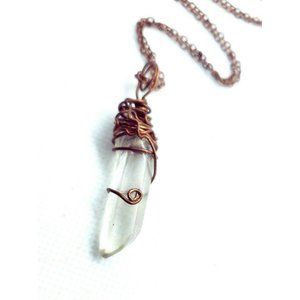 Angel aura quartz wire wrapped Necklace